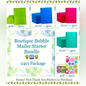 24ct Assorted Bubble Poly Mailers 🍃🆕🍃Boutique Starter Package w/24-Free Stickers